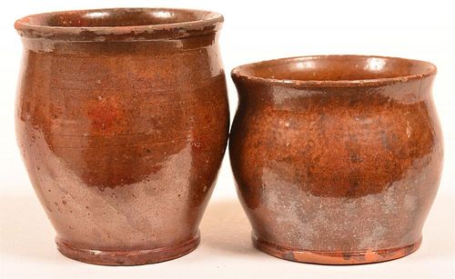TWO PA GLAZED REDWARE POTTERY