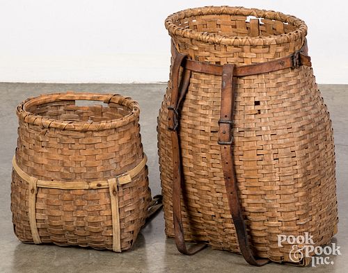 TWO PACK BASKETS, LATE 19TH C.Two