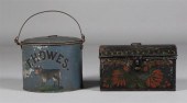 TWO PAINT DECORATED TINWARE PI
