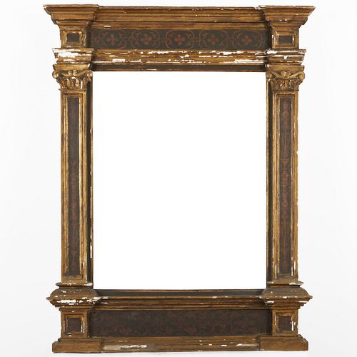 TWO PAINTED AND PARCEL-GILT