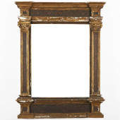 TWO PAINTED AND PARCEL-GILT TA