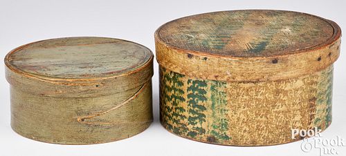 TWO PAINTED BENTWOOD BOXES, 19TH