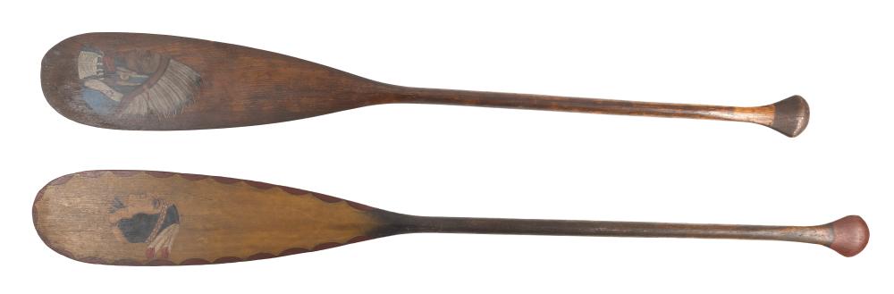 TWO PAINTED CANOE PADDLES EARLY