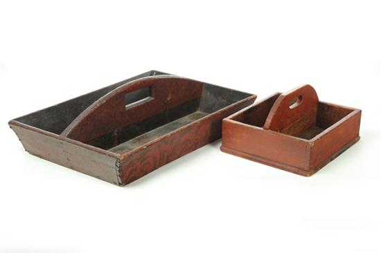 TWO PAINTED CARRY-ALLS. 