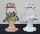 TWO PAINTED CAST IRON BASKET-F