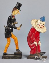 TWO PAINTED CAST IRON DOORSTOP