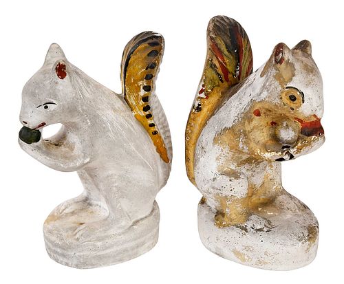 TWO PAINTED CHALKWARE