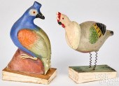 TWO PAINTED COMPOSITION BIRD S