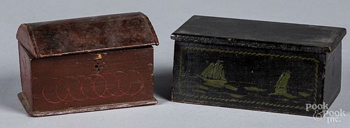 TWO PAINTED DRESSER BOXESTwo