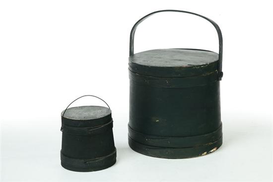 TWO PAINTED FIRKINS.  America  late