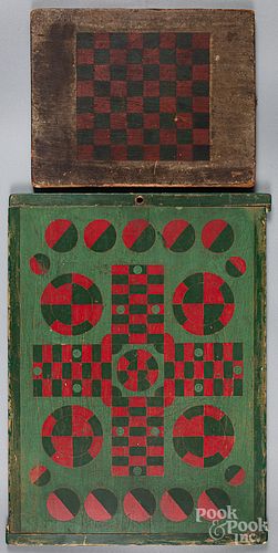 TWO PAINTED GAMEBOARDS, LATE