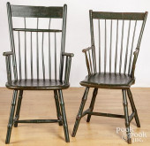 TWO PAINTED HIGHBACK WINDSOR C