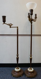 TWO PAINTED METAL, BRASS AND O