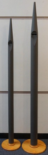 TWO PAINTED METAL ORGAN PIPE S