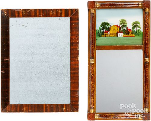 TWO PAINTED MIRRORS, 19TH C.Two