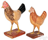 TWO PAINTED PAPIER MâCHé ROOST