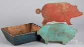 TWO PAINTED PIG CUTTING BOARDS