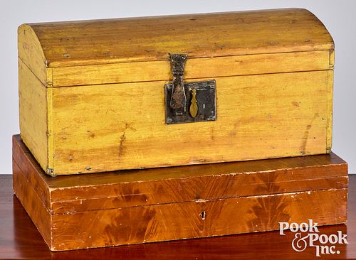 TWO PAINTED PINE BOXES, 19TH