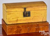 TWO PAINTED PINE BOXES, 19TH C