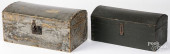 TWO PAINTED PINE DOME LID BOXE