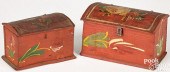 TWO PAINTED PINE DOME LID DRES