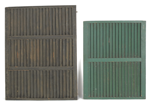 Two painted pine louvered fire