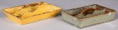 TWO PAINTED PINE UTENSIL TRAYS