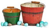 TWO PAINTED SHAKER BUCKETS<br>