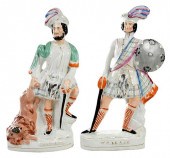 TWO PAINTED STAFFORDSHIRE POTT