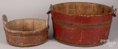 TWO PAINTED STAVED TUBS, LATE