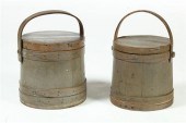 TWO PAINTED SUGAR BUCKETS.  Am
