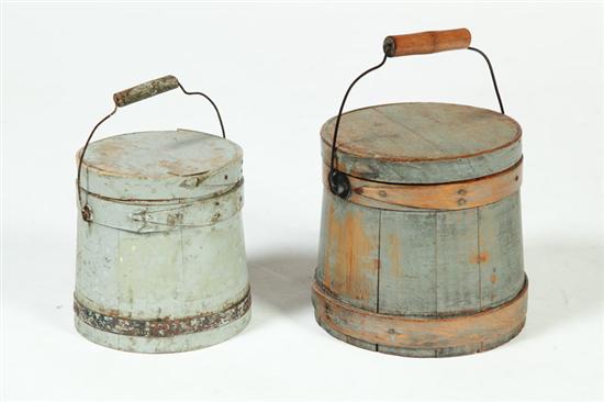 TWO PAINTED SUGAR BUCKETS. 