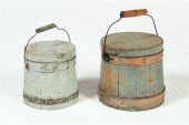 TWO PAINTED SUGAR BUCKETS.  Am