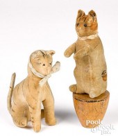 TWO PAINTED VELVET CATSTwo pai
