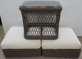 TWO PAINTED WICKER AND UPHOLST