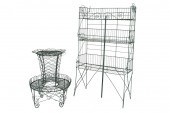 TWO PAINTED WIRE PLANT STANDSt