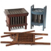 Two Painted Wood and Metal Can