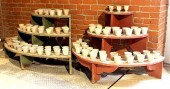 TWO PAINTED WOOD PLANT STANDS