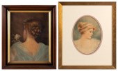 TWO PAINTINGS DEPICTING BUSTS