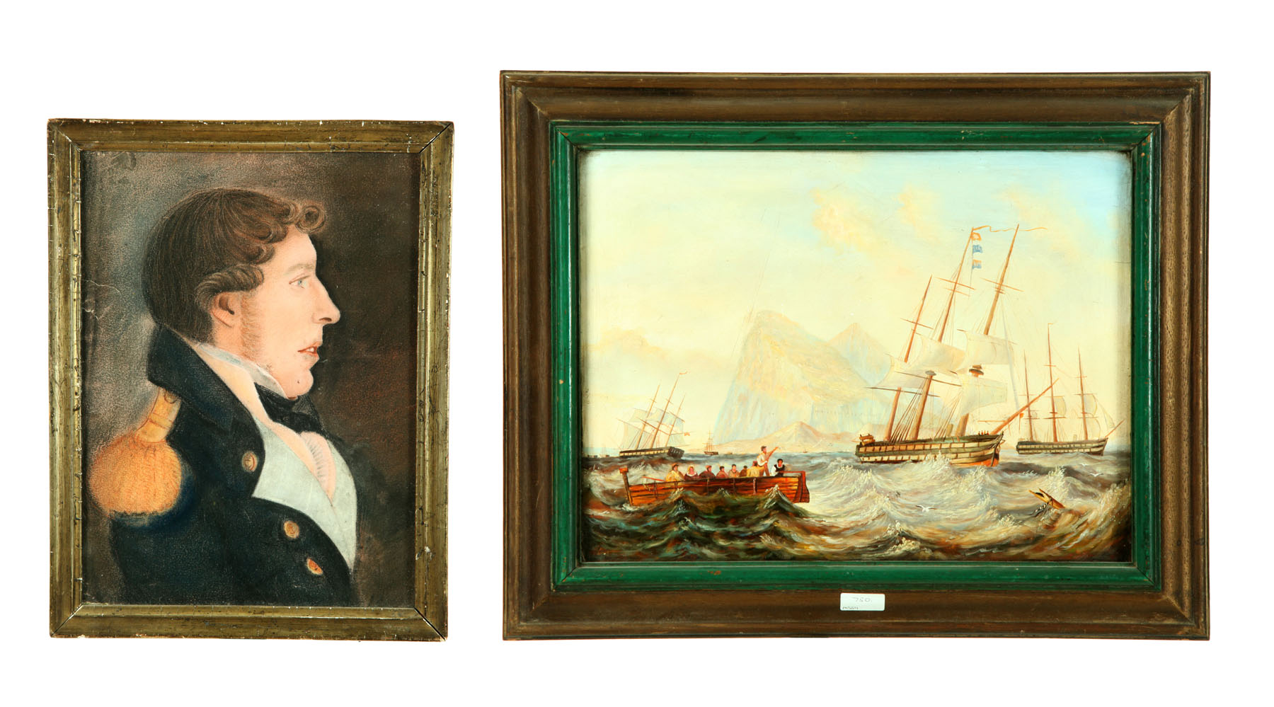 TWO PAINTINGS: NAVAL OFFICER AND