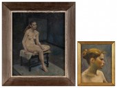 TWO PAINTINGS OF A NUDE WOMAN
