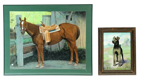 TWO PAINTINGS OF ANIMALS (AMERICAN