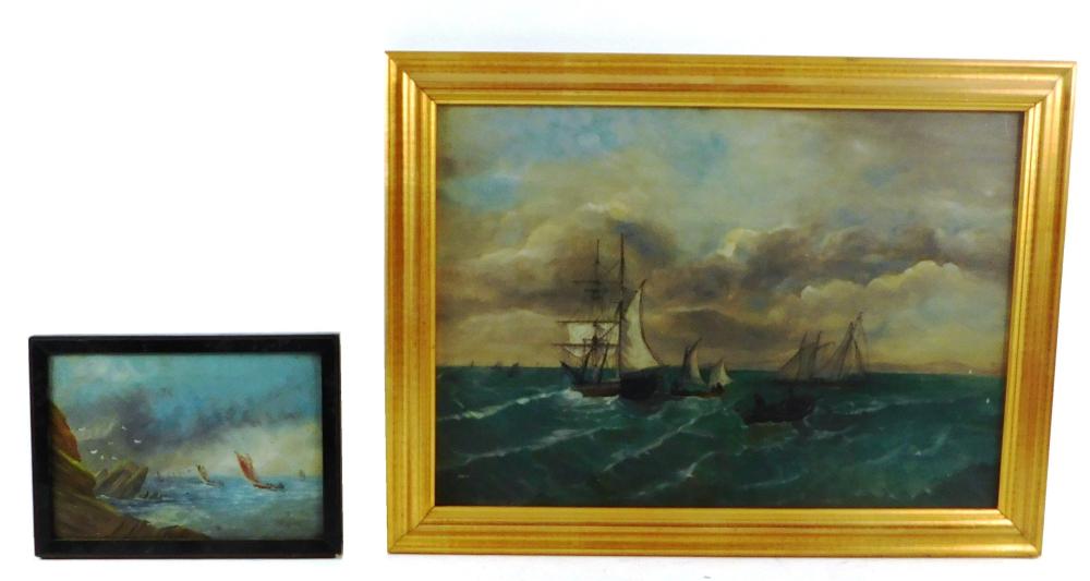 TWO PAINTINGS OF SHIPS, LATE 19TH