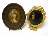 Two paintings on porcelain pla