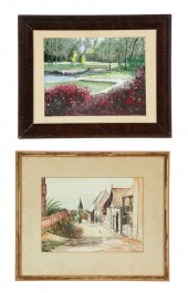 TWO PAINTINGS.  Watercolors on