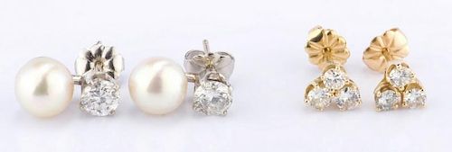 TWO PAIR DIAMOND EARRINGS1st