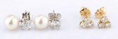 TWO PAIR DIAMOND EARRINGS1st p