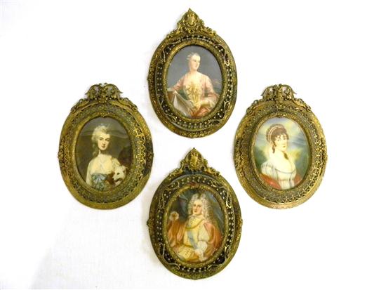 Two pair miniature portraits in