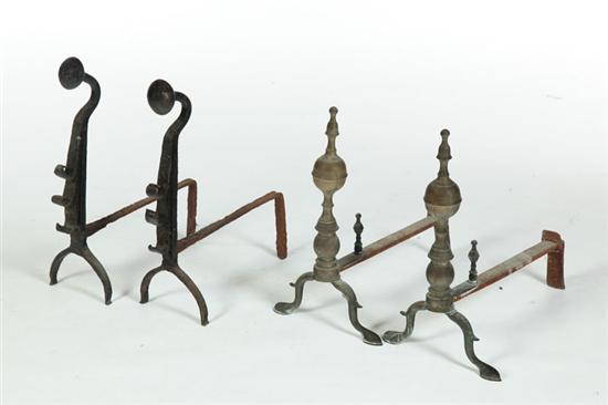 TWO PAIR OF ANDIRONS.  American 