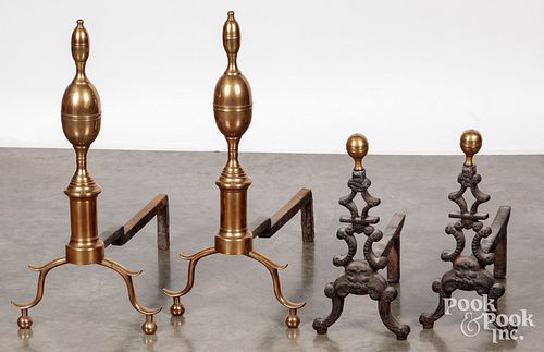 TWO PAIR OF ANDIRONSTwo pair of